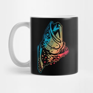 Maine State Map Outline Brook Trout Fishing Fly Fishing Art Mug